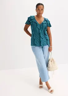 Topp med volanger av myk modalmiks, bonprix