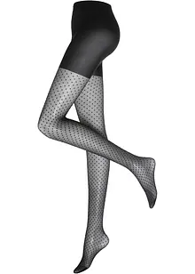 Strømpebukse med prikkete nettingmønster, 30 den, bonprix