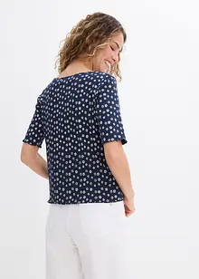 Ribbet topp med blomsterprint, halvlange ermer, bonprix