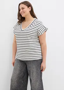 Stripete topp med volangermer, bonprix
