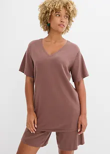 Finstrikket topp med lin, bonprix