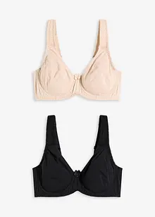 T-skjorte-BH med spiler og bomull (2-pack), bonprix