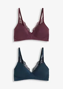 Vattert BH uten spiler med økologisk bomull (2-pack), bonprix