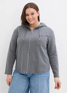 Sweatjakke med hette, med resirkulert polyester, bonprix