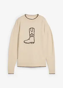 Finstrikket genser med lave skuldersømmer, bonprix