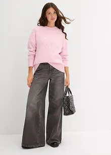 Grovstrikket genser i myk garnmiks med ull, bonprix