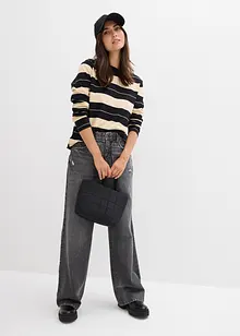 Wide Leg-jeans Mid Waist, Low Stretch, bonprix