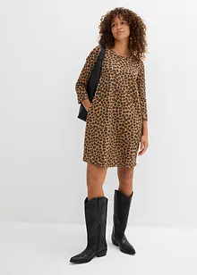 Kort trikotkjole i strikket look, bonprix