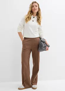 Bukse i ullstil med vide ben, bonprix