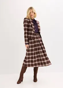Foldeskjørt med belte og rutemønster (2-delt sett), bonprix
