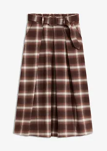 Foldeskjørt med belte og rutemønster (2-delt sett), bonprix
