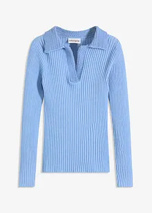 Genser i finstrikk med fin krage, bonprix