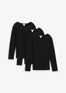 Langermet topp i 100% bomull (3-pack), bonprix