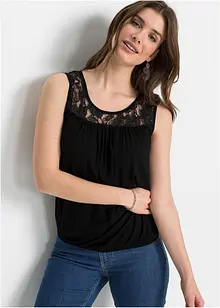 Singlet i viskosemiks med blonder, bonprix