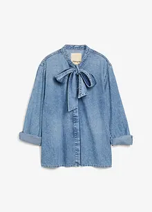 Jeansbluse med sløyfe, bonprix
