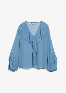 Chiffonbluse med volanger, bonprix