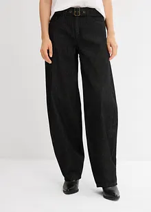 Barrel-jeans, Mid Waist med belte, bonprix