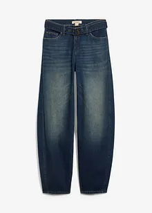 Barrel-jeans, Mid Waist med belte, bonprix