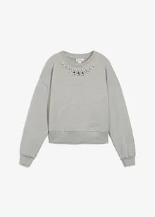 Oversized sweatshirt med strass, bonprix