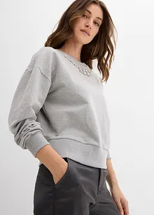 Oversized sweatshirt med strass, bonprix