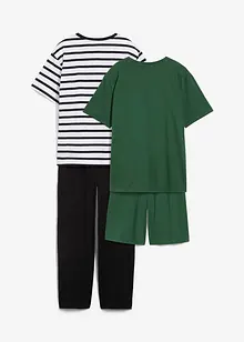 Pyjamas og kort pyjamas med myk økologisk bomull (4-delt sett), bonprix