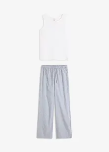 Pyjamas med ribbet topp og vevd bukse, bonprix