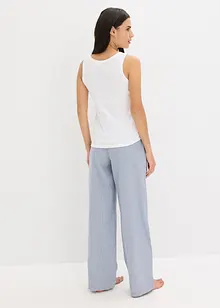 Pyjamas med ribbet topp og vevd bukse, bonprix