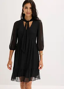 Jerseykjole med mesh og knyting i halsen, bonprix