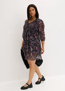 Mesh-jerseykjole med volanger, bonprix