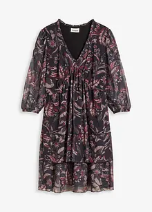 Mesh-jerseykjole med volanger, bonprix