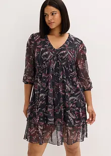Mesh-jerseykjole med volanger, bonprix