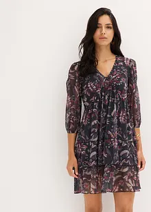 Mesh-jerseykjole med volanger, bonprix