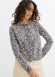 Finstrikket jakke med leopardmønster, bonprix