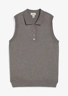 Finstrikket topp med silkeandel og polokrage, bonprix