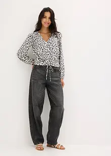 Kort bluse med rynkinger, bonprix