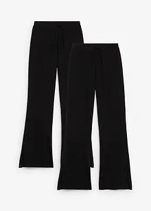 Jerseybukse i økologisk bomull med elastan og utsvingte ben (2-pack), bonprix