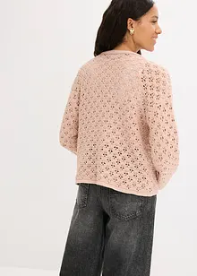 Strikkejakke med hullmønster, bonprix