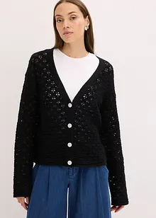 Strikkejakke med hullmønster, bonprix