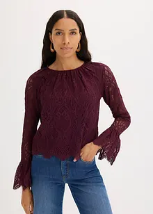 Bluse med volanger, bonprix