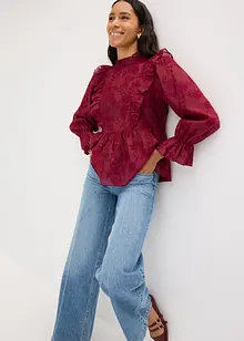 Bluse med borderi, bonprix