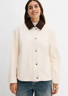 Lett twilljakke med krage i kordfløyel, bonprix