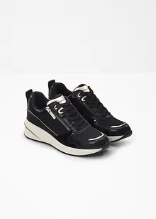 Trendy sneakers fra Tamaris med glitrende overmateriale og detaljer i reptil- og lakkstil, Tamaris