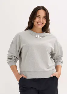 Oversized sweatshirt med strass, bonprix