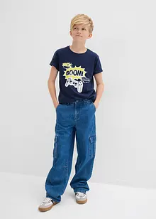 Loose Fit-cargojeans med regulerbar linning, Straight, bonprix