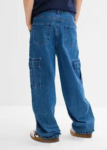 Loose Fit-cargojeans med regulerbar linning, Straight, bonprix