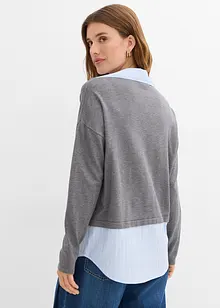 Genser i finstrikk med bluse-innfelling, bonprix