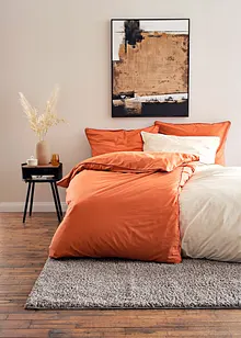 Sengesett i bomullslerret med kontrastfarget passepoil, bonprix