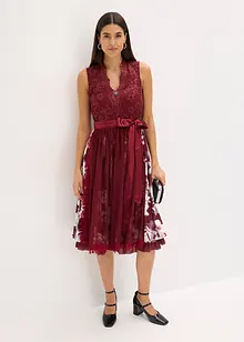 Tyrolerkjole med broderi og skjørt i fløyel (2-delt sett), bonprix