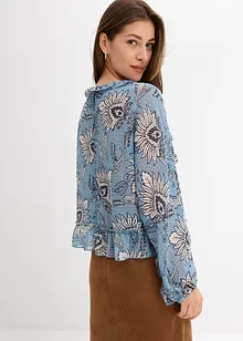 Chiffonbluse med rysjer, bonprix
