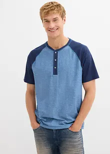 Henley T-skjorte med korte ermer, i vasket stil av 100% økologisk bomull, bonprix